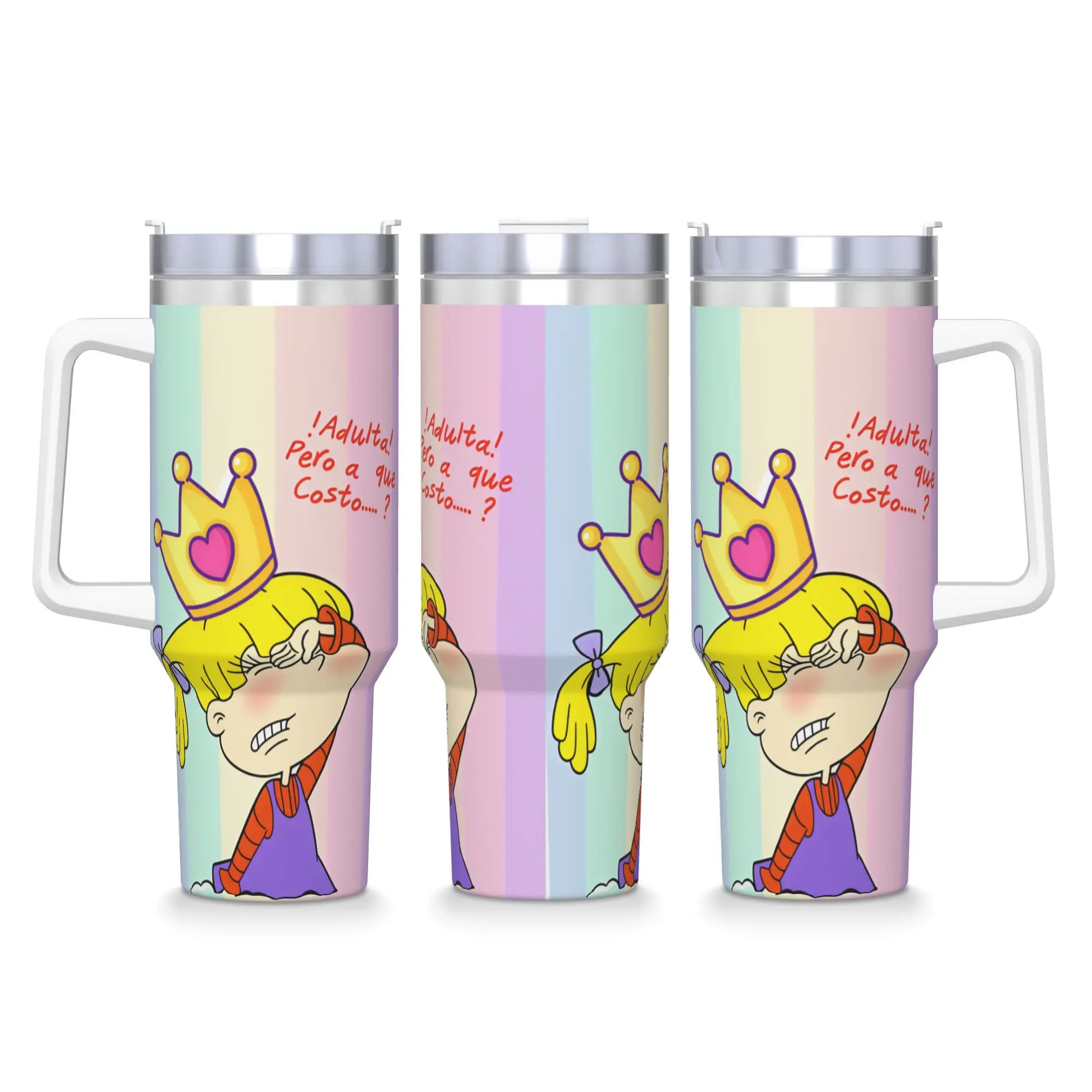 Rugrat Character Stainless Steel Tumbler  Driving Thermal Cups With Straws and Lid 40oz Car Mugs Hot Drinks Water Bottle