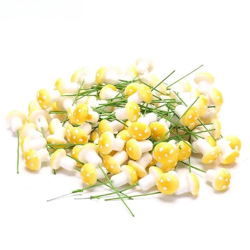 100pcs/set Colorful Mini Artificial Mushroom Model Fairy Garden Plant Action Figure Miniature Crafts Decorations Stakes Craft
