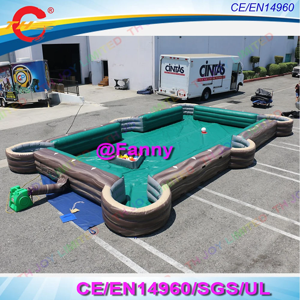 

free air shipping,10x5x0.5m new design inflatable snooker pool soccer table,inflatable snook ball billiard football sport games