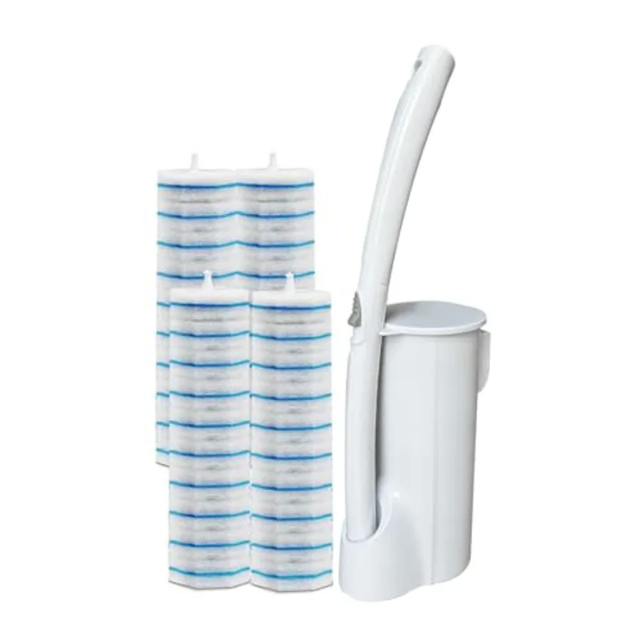 

40 Disposable Toilet Brush Refills Srubber Pads Wall Mounted Toilet Bowl Holder Set Toilet Cleaning System Starter Kit Scrubbin