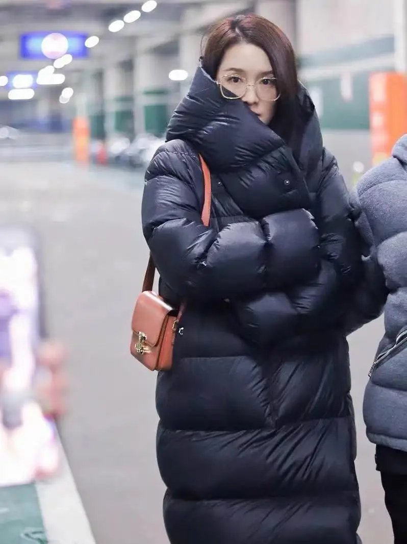 Chaqueta larga de plumón para mujer, abrigo informal grueso y cálido de gran tamaño con manga de murciélago, Parkas de talla grande, moda de