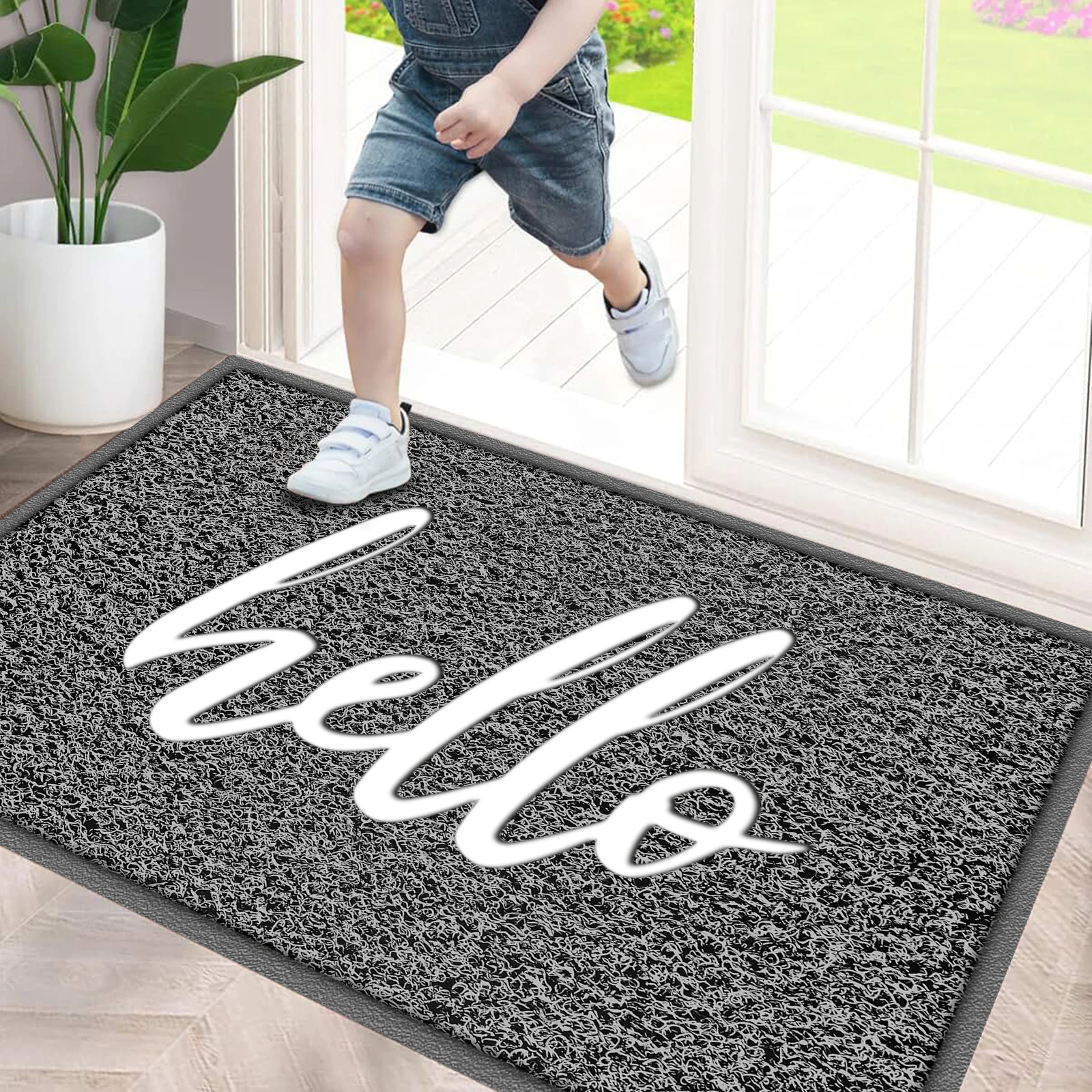 PVC Looped Mat Non-Slip Rug Durable Eco-Friendly Water Absorbent Carpet Dust Trapping Essential for Home Entrances Doormat Gift