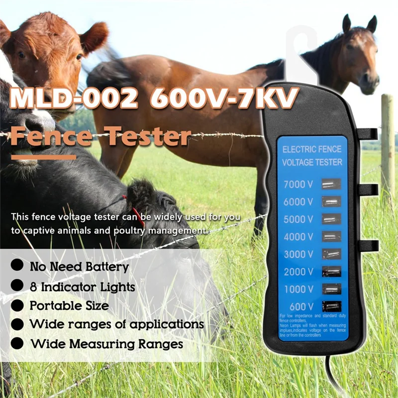 

Fresh Voltmeter 600V-7KV Fence Tester Electric Fence Tester For Home Garden Horse Livestock No Battery Needed 8 Indicator Light