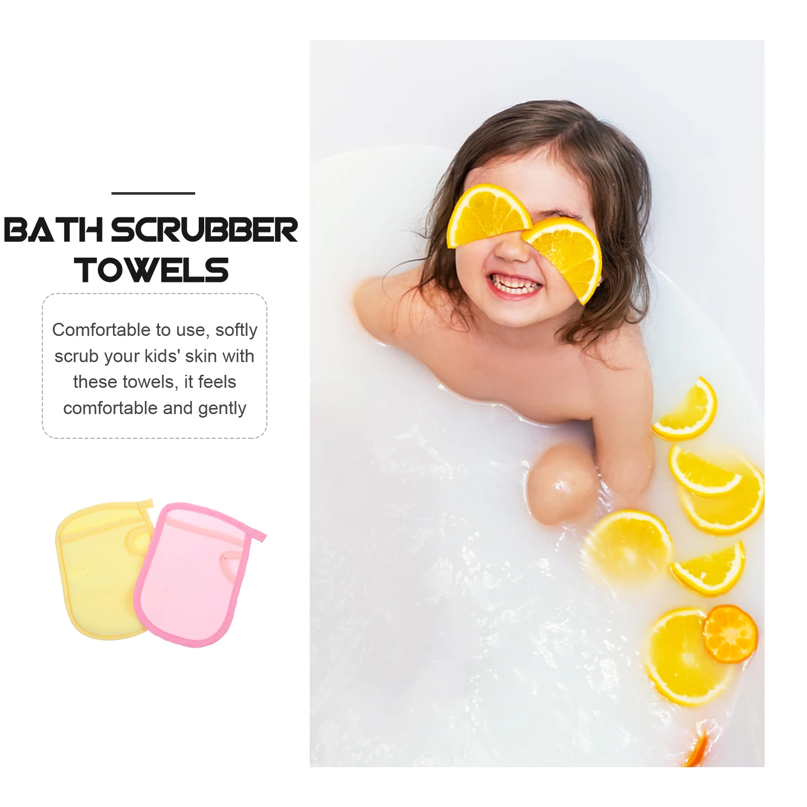 

2Pcs Baby Shower Towels Soft Bath Scrubber Premium Material Kids Bath Towels Pure Color Design Comfortable Body Cleaning