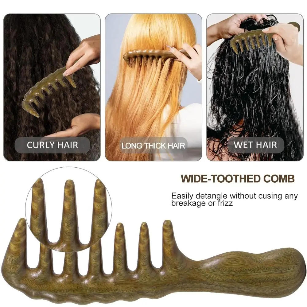 Hot Thicken Wooden Wide Tooth Comb Large Natural Sandalwood Hair Combs Anti-static Head Scalp Massager for Curls