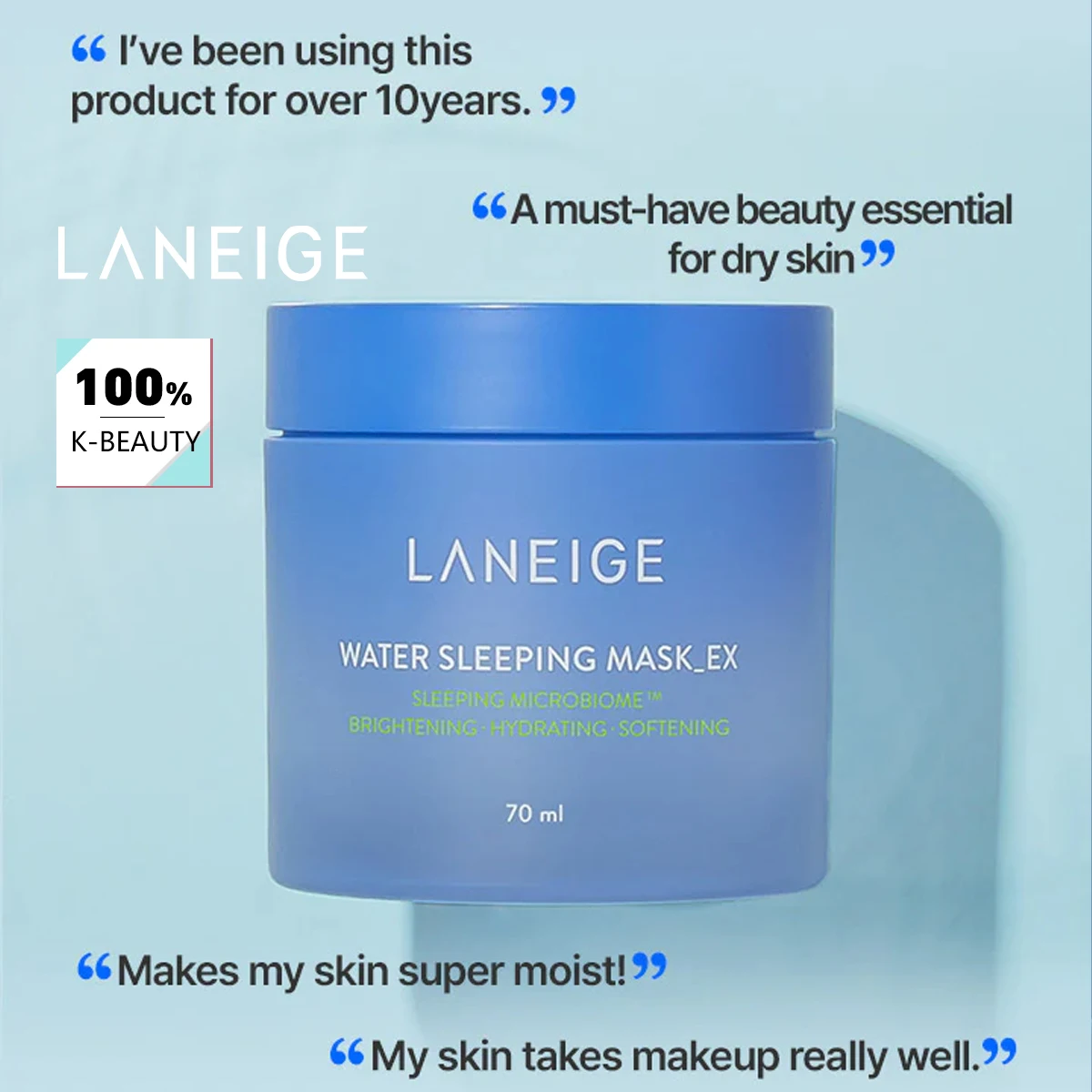 LANEIGE Water Sleeping Mask 70ml,Overnight Hydration,Deep Moisturizing,Refreshing Gel Mask,Gift Idea,K-Beauty,Korean Makeup
