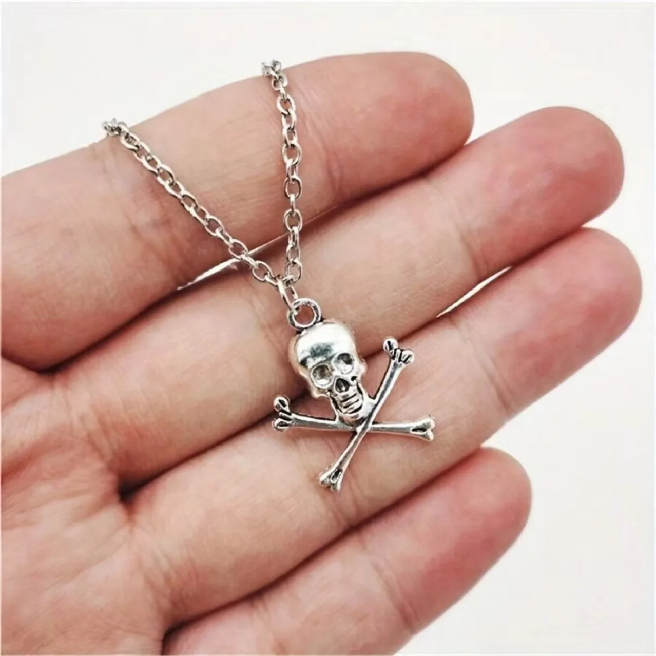 

Skull Pendant Necklace for Women Men Vintage Chain Grunge Jewelry Gift
