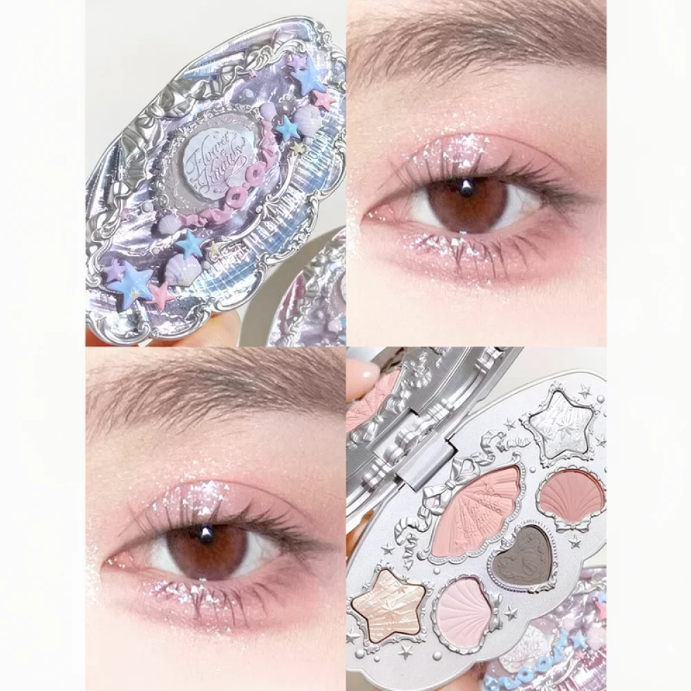For Flower Knows Six Colors Eyeshadow Palette Matte Shimmer Blendable High Quality Powder Daily Makeup Cosmetic Kit