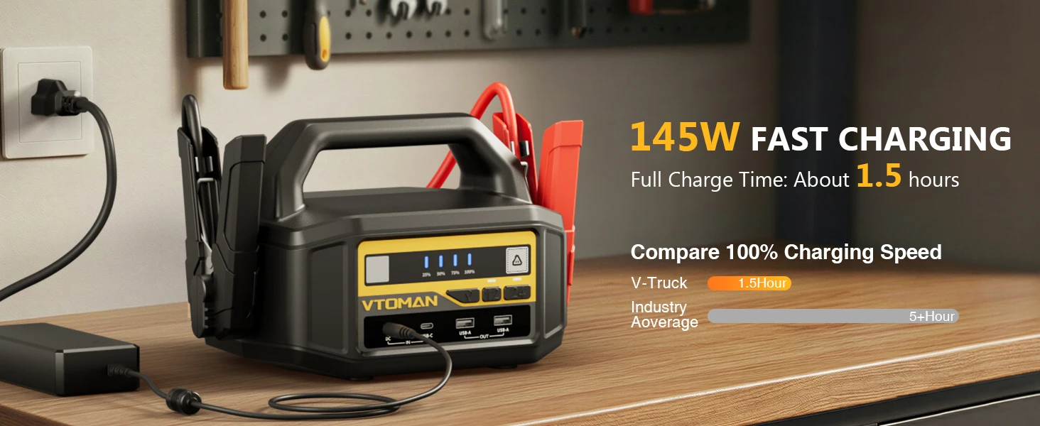 VTOMAN V-Truck 6000A Auto-Starthilfegerät 36400mAh Tragbares Starthilfegerät Power Pack für Alle Benzin- und Diesel-Fahrzeuge, 12V/24V Starthilfegerät – Detail 10