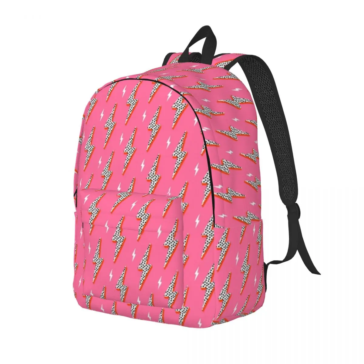 Geometric Lightning Print Backpack Teen Hunder Flash Pink Durable Backpacks Fun High School Bags Outdoor Custom Rucksack