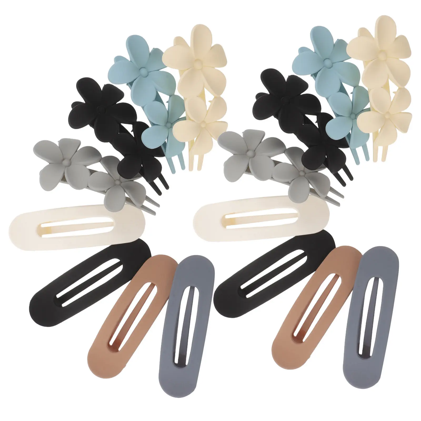 16Pcs Matte Flower Hair Clips Elegant Floral Side Bangs Barrette Vintage Hair Decoration Realistic Flower Snap Clips Fringe