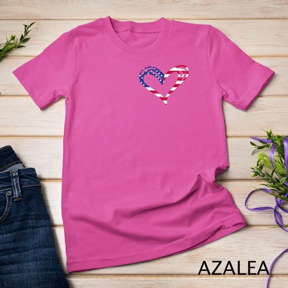 USA Flag Heart American Patriotic Armed Forces Memorial Day Unisex T-shirt