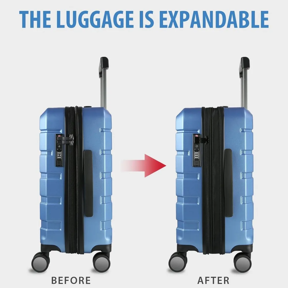 Expandable Hardside Spinner Luggage with Built-in TSA Lock, Durable Rolling Suitcase, USB Port, Carry-On Size for Travel