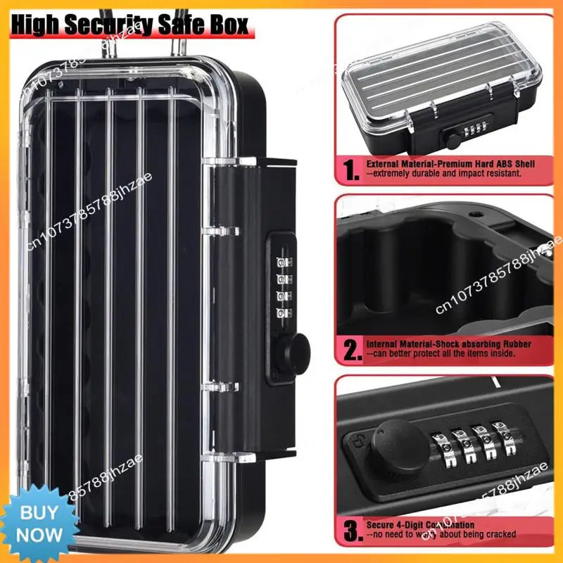 A10R Lock Box, Phone Lock Box, Security Lock Box, Transparent Outdoor Waterproof Travel Safe,Password Beach Box Durable ,Transpa