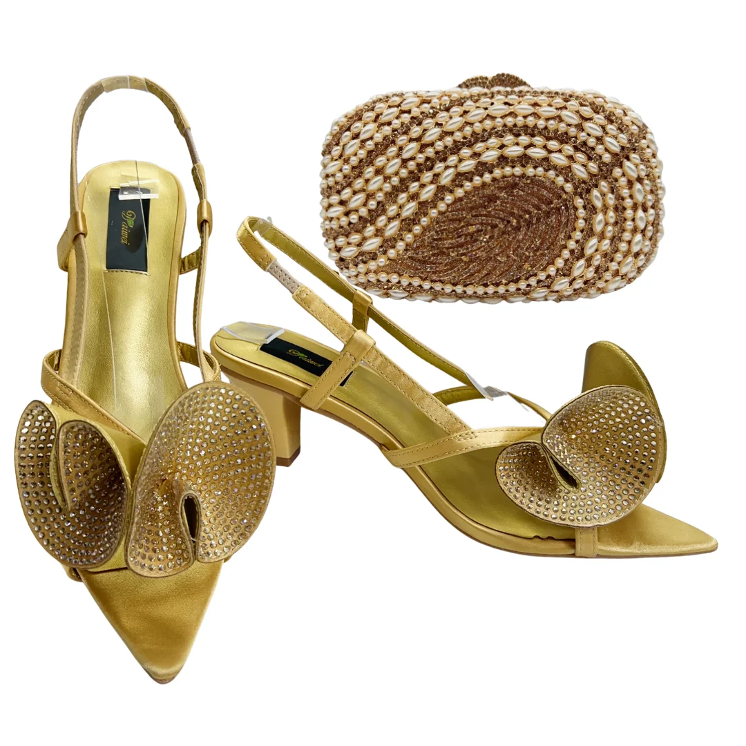 Italian Designer Evening Shoes With Clutch Bag Set for African Wedding and Bridal Occasions Lace Embroidered Beads Women's Shoes image 2