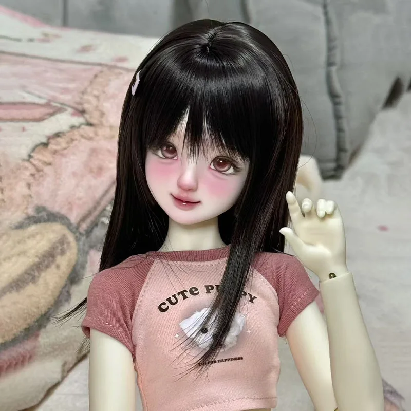 

bjd doll wigs are suitable for 1/3, 1/4, and 1/6 size high-temperature silk black bangs long straight hair doll accessories