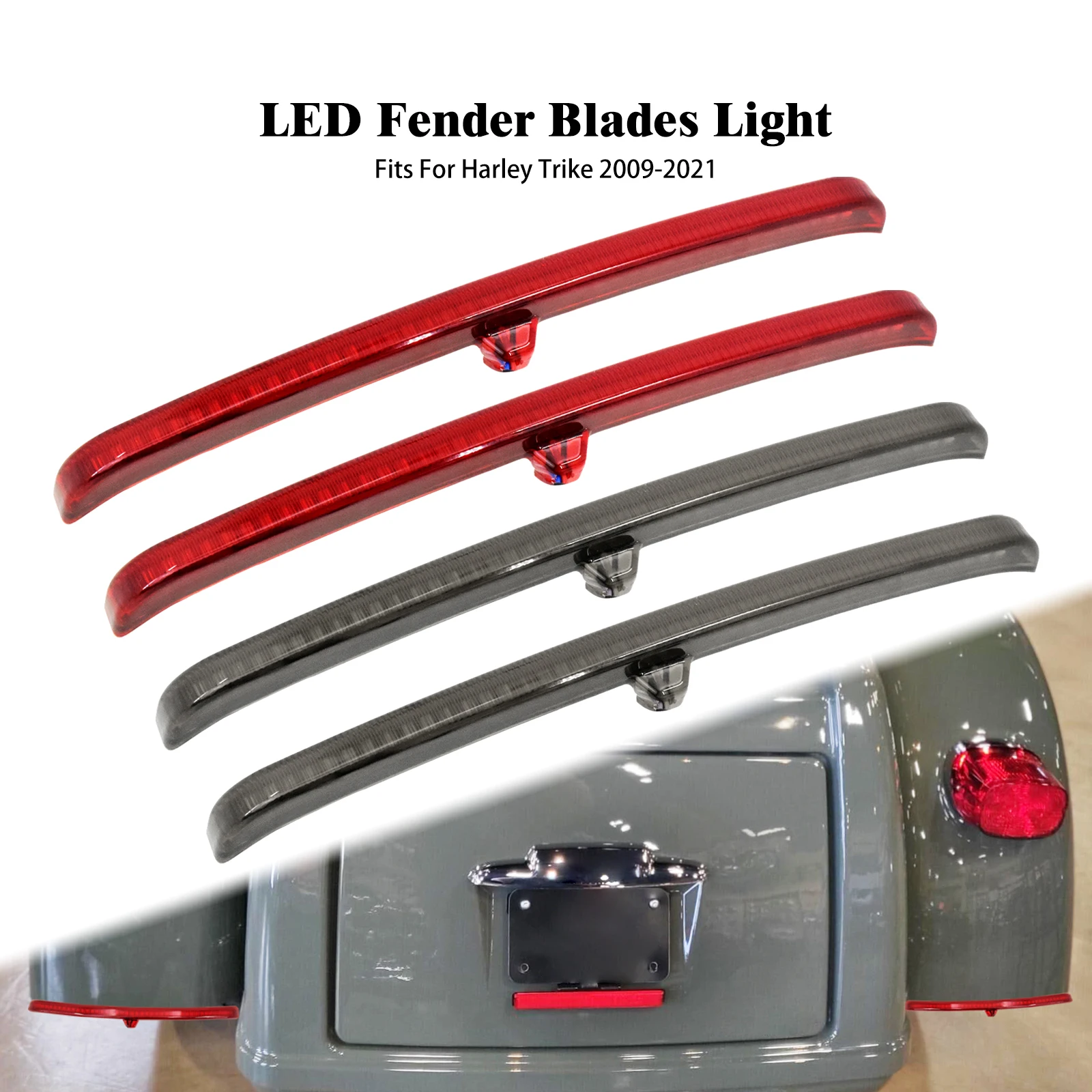 Motorcycle Fender LED Brake Light Rear Blades Running Taillight Lamp For Harley Touring Tri Street Glide Ultra Classic 2009-2021