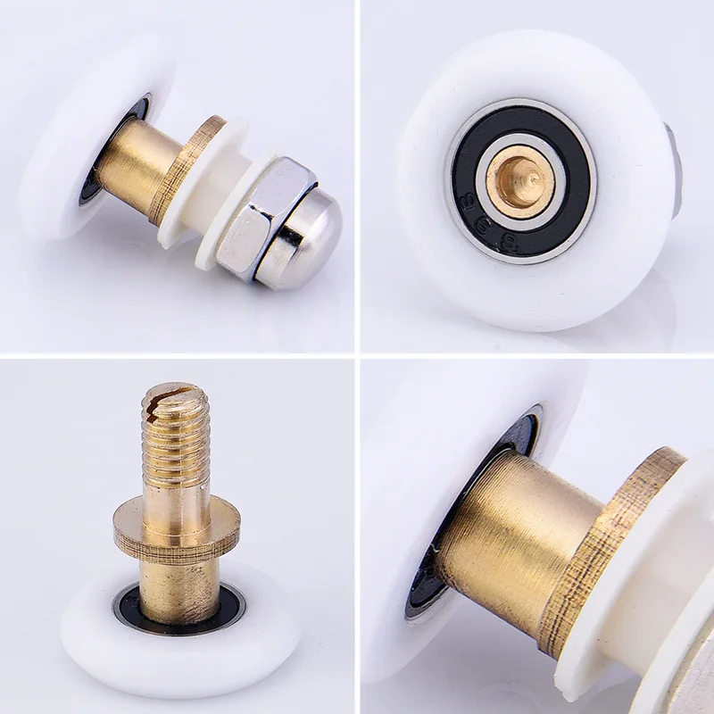 4pcs/set 20/23/25/27mm Brass Nylon Single partiality Runner Wheel Pulley Door Rollers Sliding Doors Shower Cabin Accessories