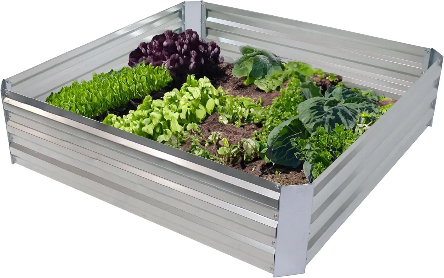 

Galvanized Metal Raised Garden Bed Planter Box for Plants, Vegetables, Flowers