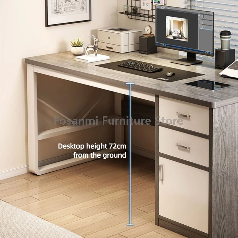 Modern Computer Desk and Chair Set Home Gaming Writing Sturdy Table Mesh Chairs Sets Simple Office Desk with Drawers and Cabinet