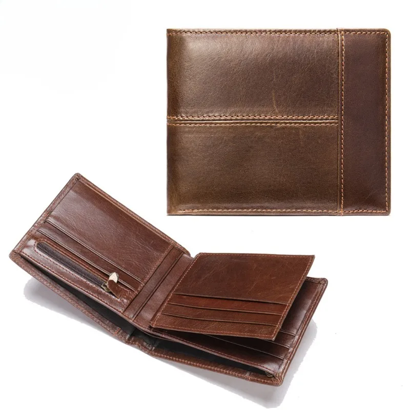 

Men's Cowhide Leather Wallet - Thin Business Anti-Theft Money Clip Purse