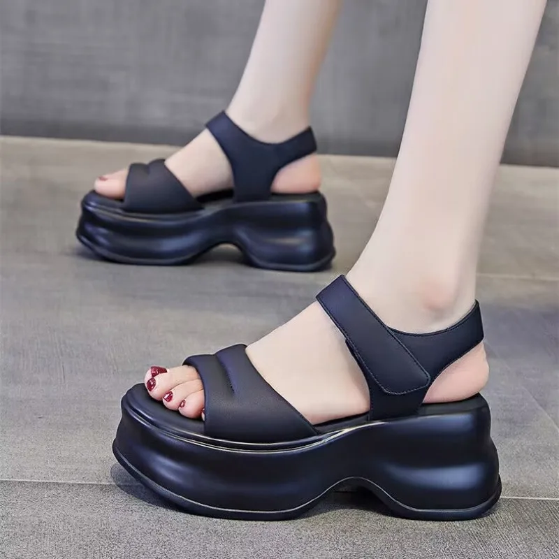 Peep Toe Super High Thick Bottom Leisure Summer Shoes Platform Vacation Slingback sandali da donna