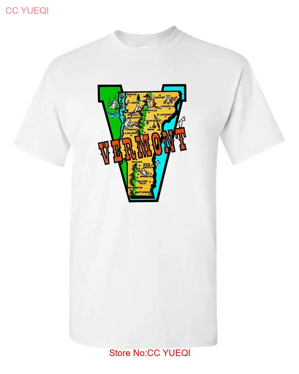 T Shirt Vtg Travel Art Vermont State Retro Souvenir Tourist