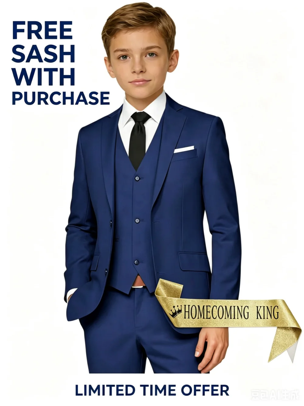 Txjojn New Kids Solid Suit Set 3 Pieces For Formal Occasion Classy Premium Boys Slim Fit Tuxedo Birthday Party Wear 2-20T