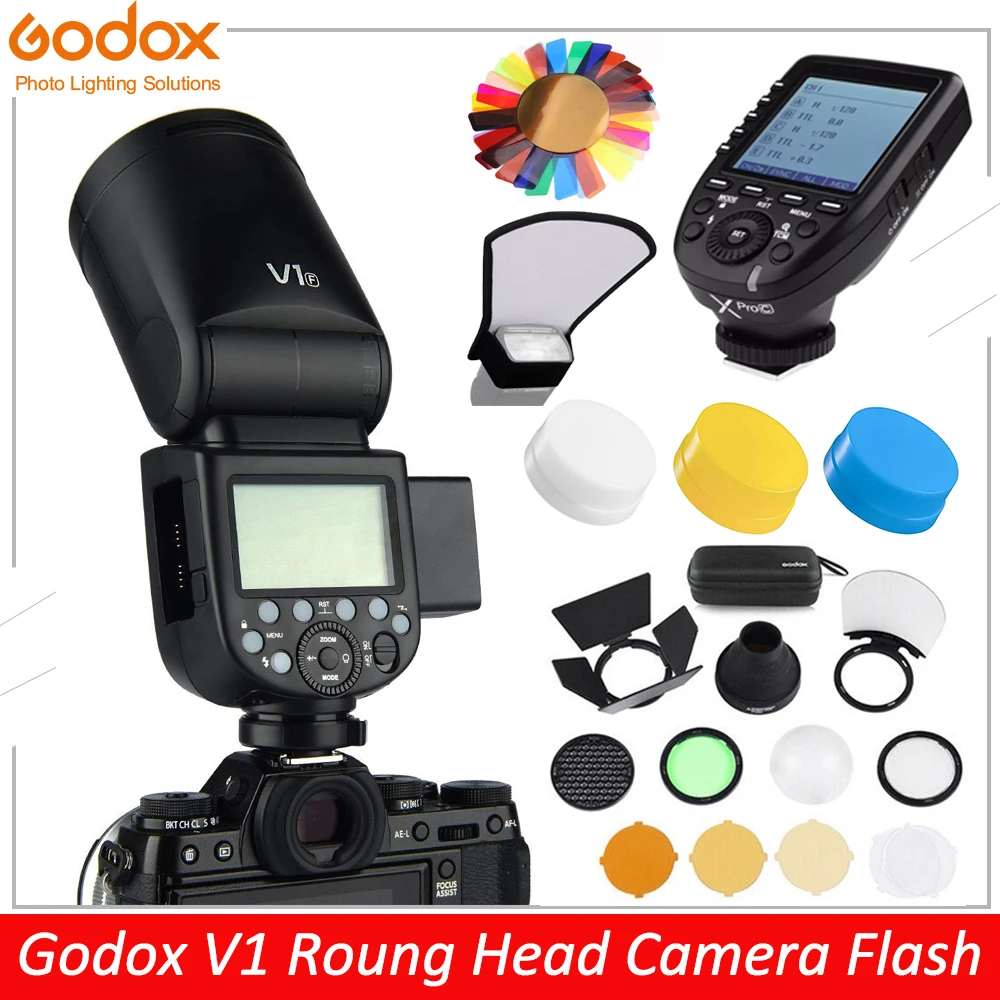 

Godox V1 Flash V1C V1N V1S V1F V1O TTL HSS Round Head Camera Speedlight Studio with Xpro Trigger for Canon Nikon Sony Fuji Olymp