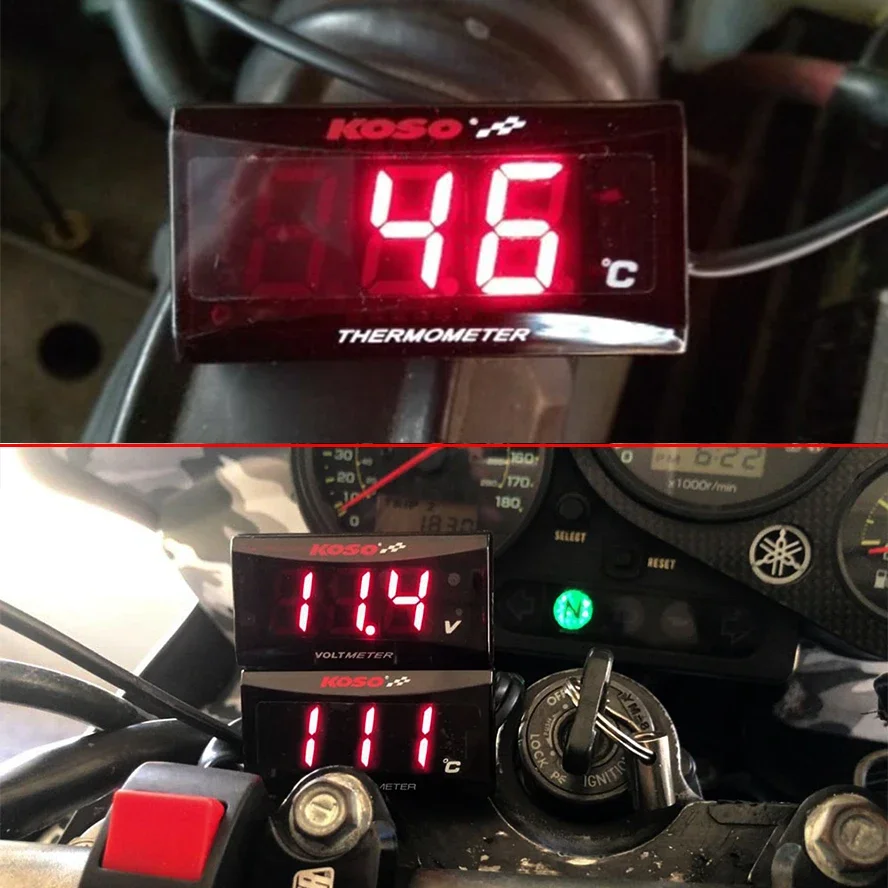 Motorcycle KOSO Water Temperature Gauge Mini Meter Thermometer Moto Universal for XMAX300 CB400 MT 07 09 Sensor Scooter Racing