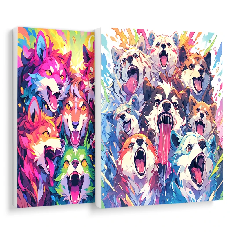 RUOPOTY Simple Painting By Numbers Drawing By Numbers For Handiwork Animals Wolf Family With Frame Paint Kit Home Decoration