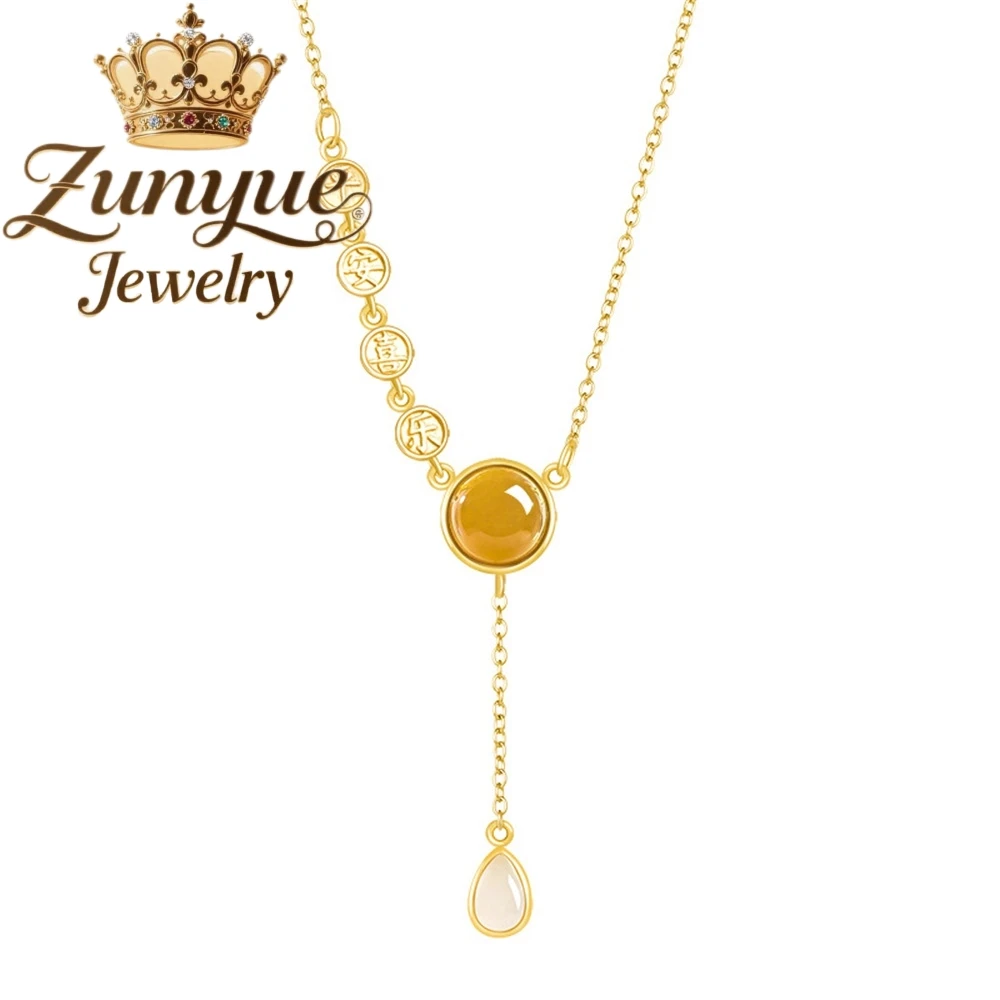 

Серебряная цепочка S925 с инкрустацией натуральным нефритом Хэтянь, украшение на ключицу, роскошное качество, модные ювелирные изделия, элегантный дизайн.