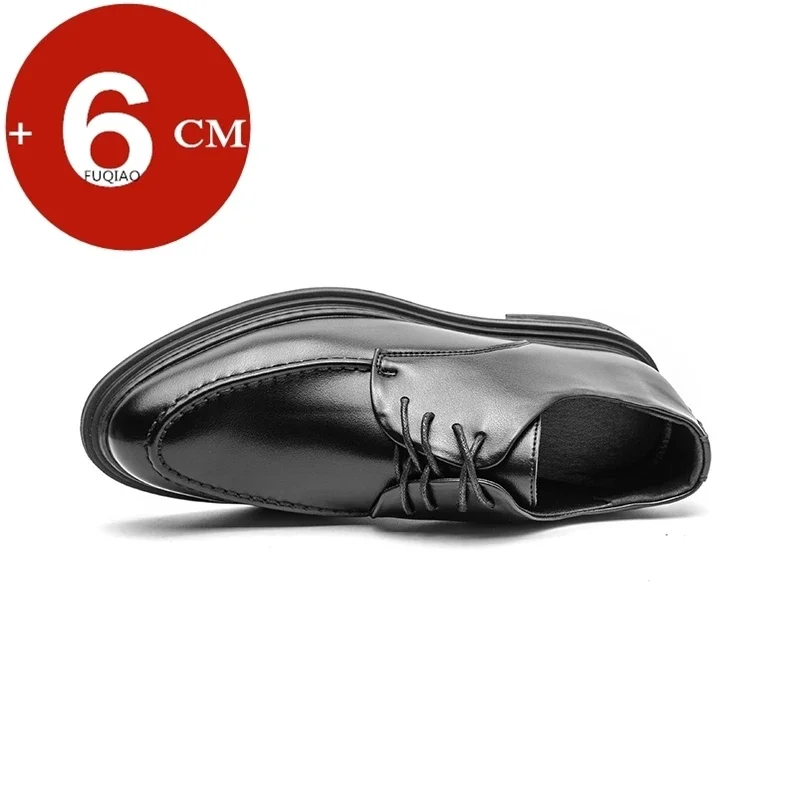 7cm Elevator Shoes Men Dress Heightening Leather Men Comfortable Formal Shoes Brogue Business Wedding Men Oxfords Suit Shoes