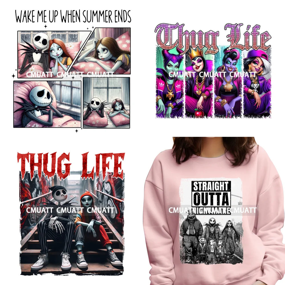 

Thug Life Horror Character Friends Halloween Scary Season Iron on DTF Washable Diy Transfers Stickers Ready to Press for Hoodies