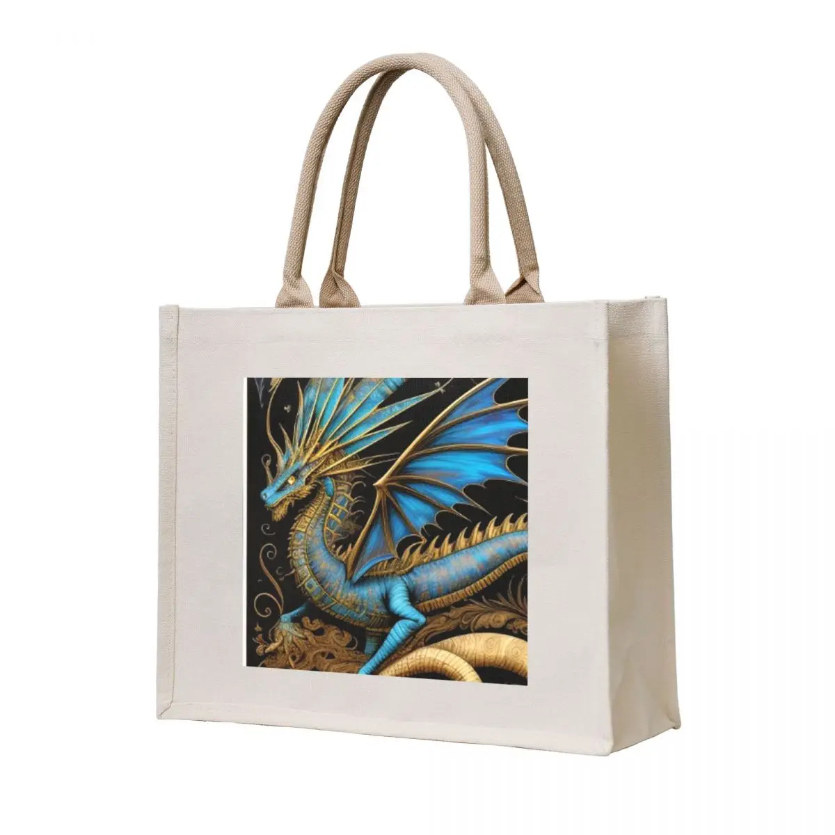 

Medieval Gold Blue Dragon Tote Bag Women's tote bag tote bag luxury women shopping logo