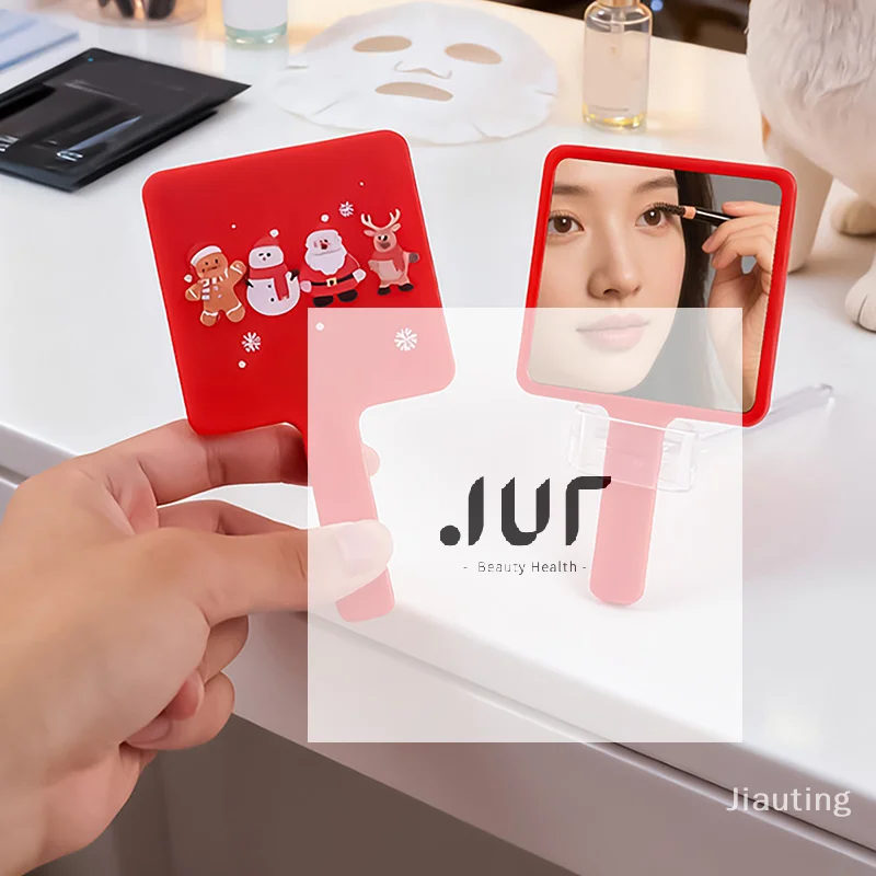 Cute Glass Cartoon Christmas Santa Claus Little Rabbit Mirror Easy To Carry Pocket Makeup Mirror Portable Mini Makeup Mirror