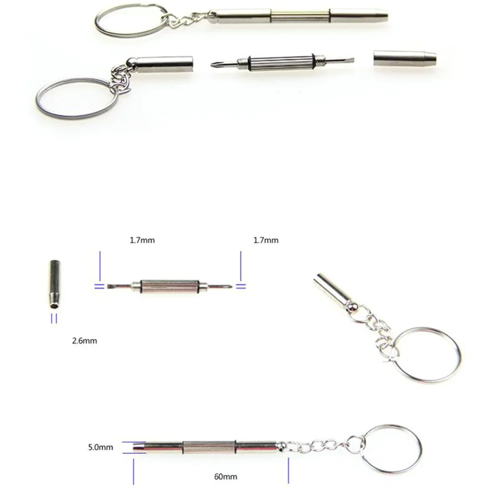 

2Pcs Screwdriver Keychain Durable Lightweight Portable Repair Kit for Glasses Watches Jewelries Multifunction H Tools