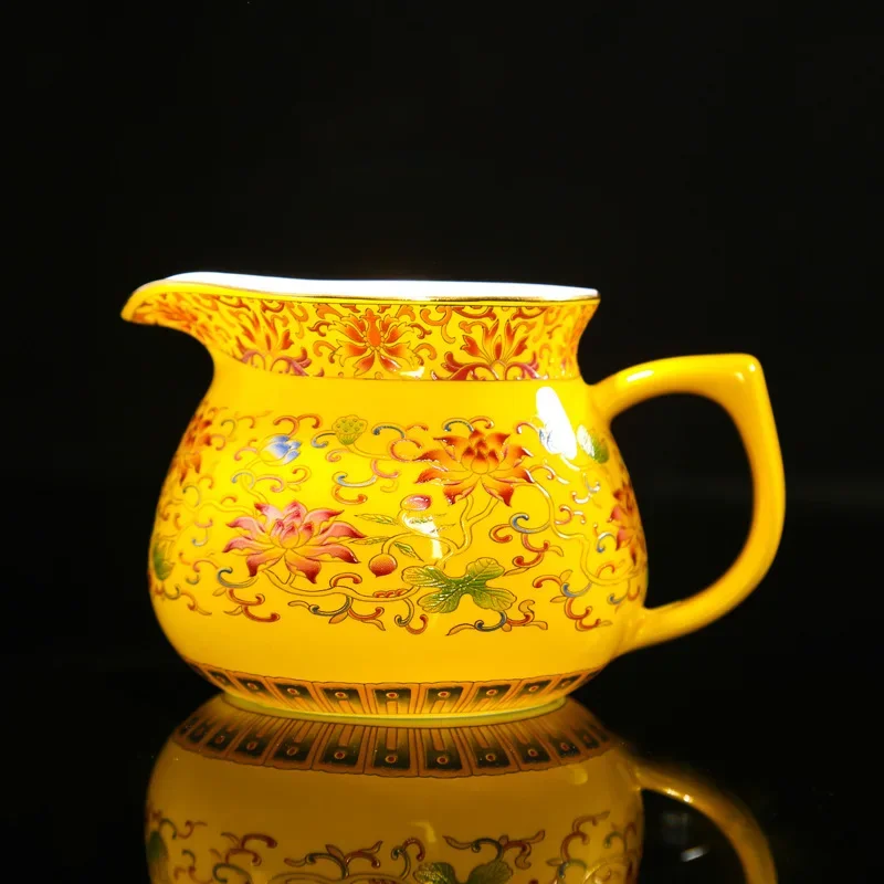 Ceramic Water Jug, Colorful Tea Pitcher, Retro Emperor Yellow Chinese Teacup, Milk Pot, Cute Mug, Porcelain Drinkware, 20