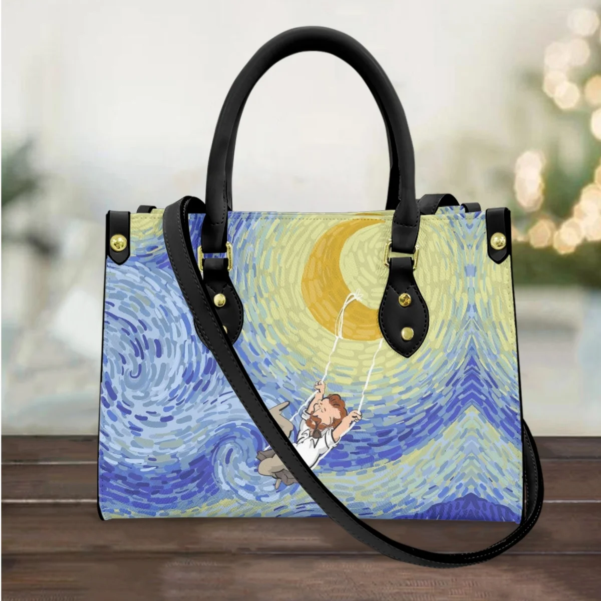 Art Van Gogh Starry Sky Design Fashion Women Handbags Small Luxury Leather Female Cross Body Bags Woman Totes Casual Bolsa Femme