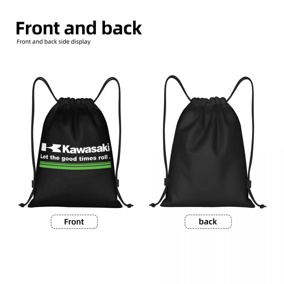 Custom Motorcycle Sport Racing Kawasakies Drawstring Backpack Sports Gym Bag for Men Women Training Sackpack