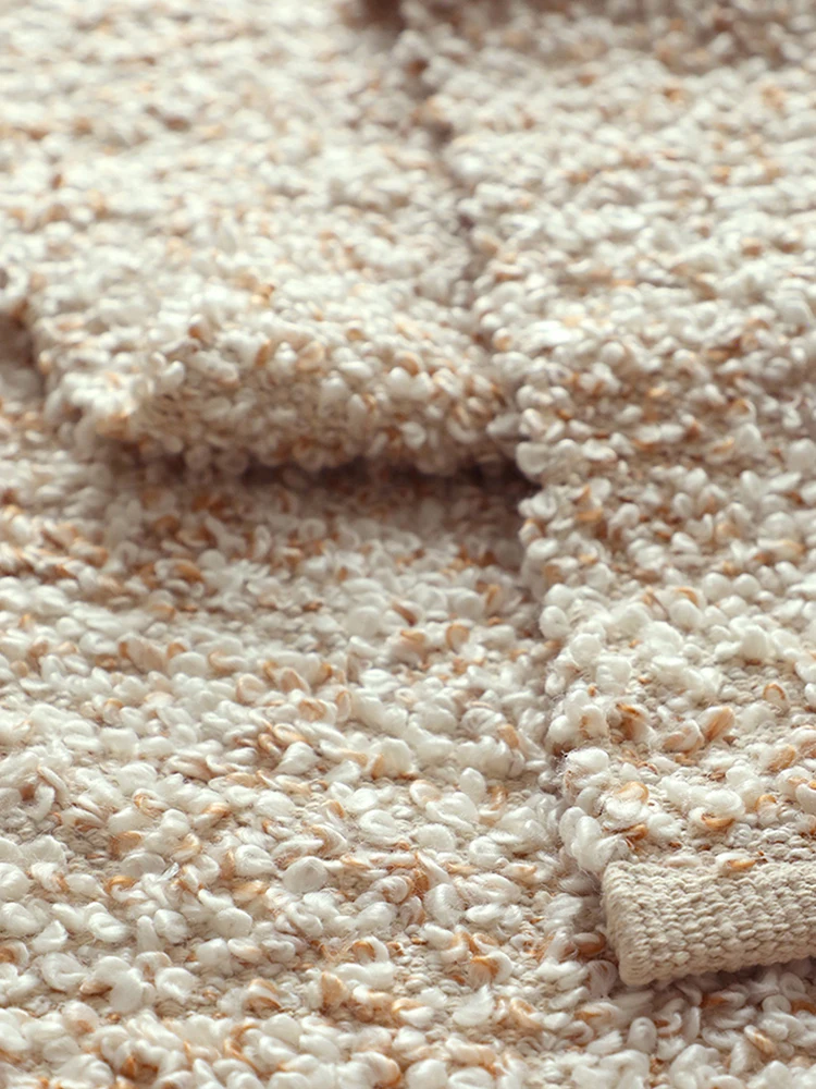 India Imported No Glue Carpet Handmade Wool Living Room Carpet Simple Solid Color Soft Luxury Home Area Rug Decor Bed Bedroom