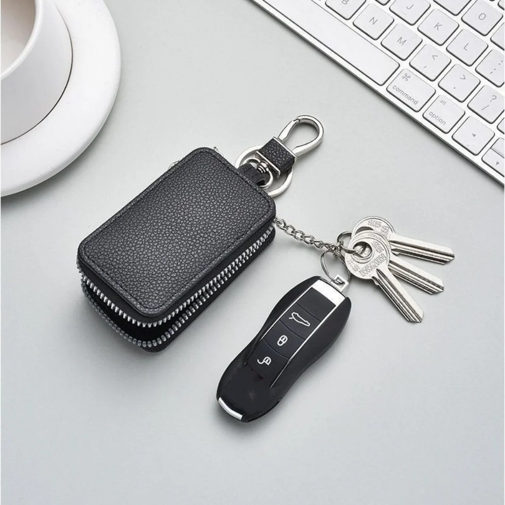 Pu Leather Keychain High Quality Key Wallet Key Bag Compact Zipper Key Pouch For Handbag Waist Hanging Pocket