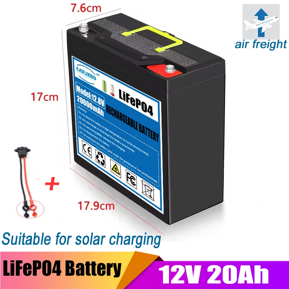 

12V 50Ah LiFePO4 Lithium Battery 4000+ Cycles - 12.8V 256Wh Deep Cycle Battery with 20A BMS for Kids Scooter, Boat Trolling Moto