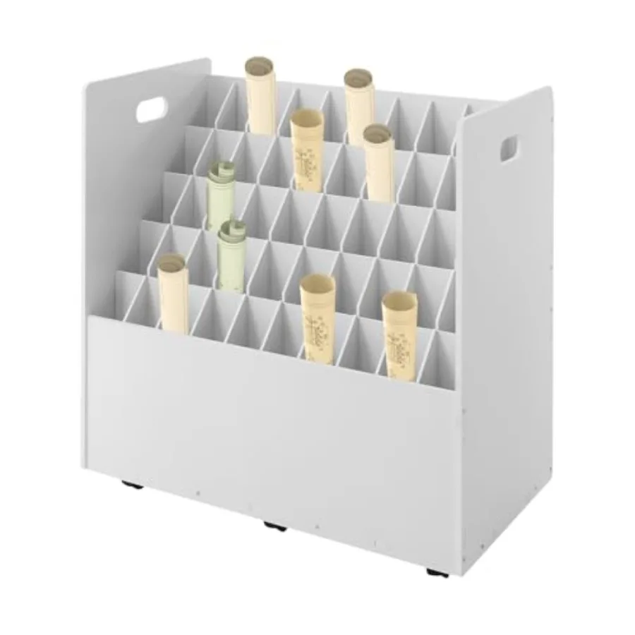 

Мобильная тележка-органайзер на 50 слотов для чертежей, строительных проектов и карт, с колесами