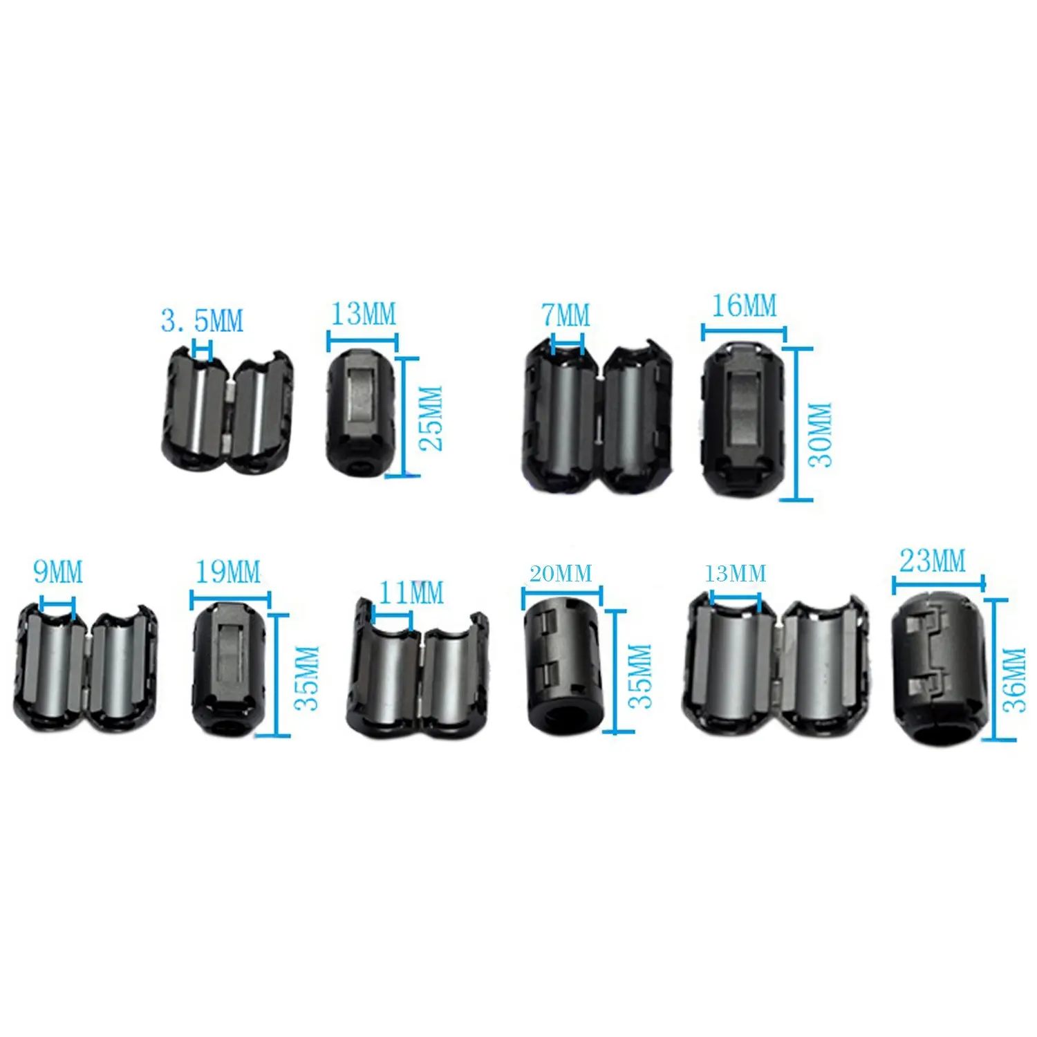 

20pcs VGA Wire Magnetic Ring Ferrite Anti-interference Cable Clip Noise Suppressor Filter VGA Audio Video Cables EMI Reducer