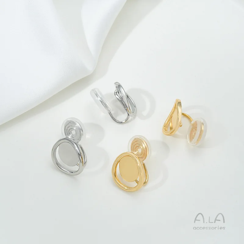 Color 14K Gold-coated Mosquito Coil Disc Flat Tray Disc Ear Clip Hmade DIY Sticky Steamed Bread Pearl Hmade Ear Jewelry Material