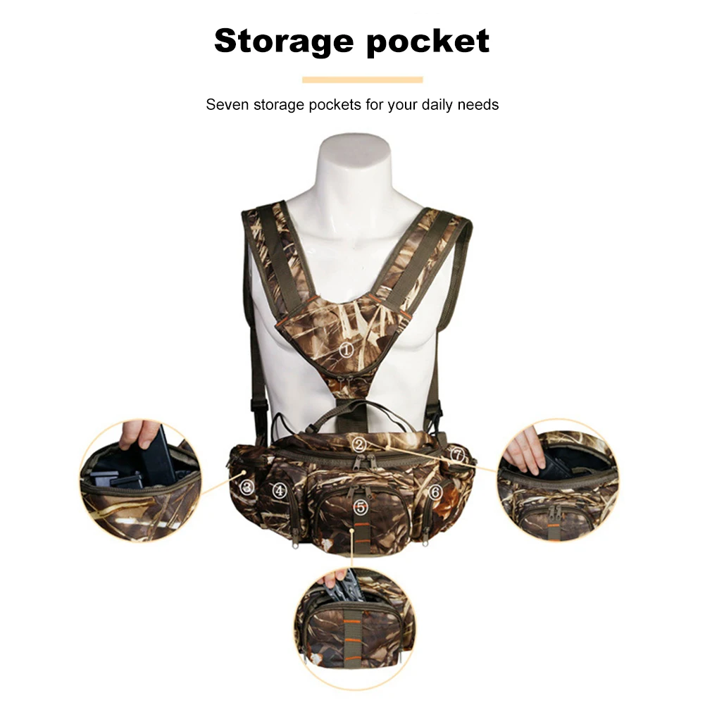 

Hunting Fanny Waist Pack with Harness Waist Pack Pouch with Shoulder Strap Hunting Backpack Lure Waist Bag for Climbing Hiking