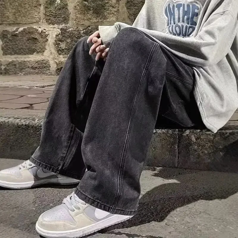 

Men's Casual Loose Fit Jeans Elastic Waist Outdoor Workwear Spring Autumn Straight Leg Long Pants Comfortable Loose Trousers