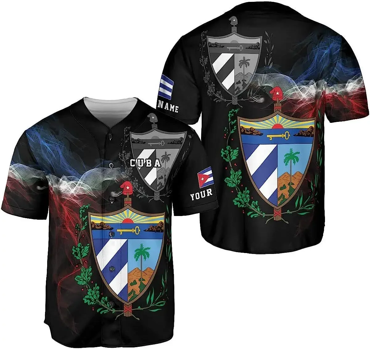 Custom Cuba Olive Army FLAG 3D Print Mesh Fiber Baseball Jersey Shirt Top Tee Men Streetwear Short Sleeve Sport
