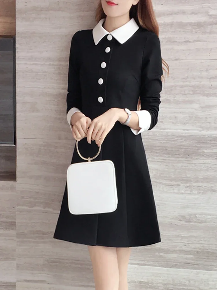 2023 New Golf Autumn Women's POLO Dress Loose Large Size Little Black Dress